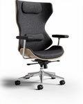 Bureauchaise van stof met verstelbare hoofdsteun en armleuningen grijs 60 x 70 x 120cm