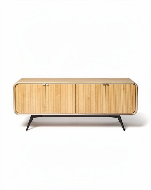 Houten tv-meubel met zwarte metalen poten 120 x 40 x 50cm