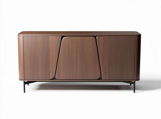 Dimbaar dressoir van hout met zwart metalen poten 120 x 40 x 75cm