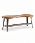 Houten bank met metalen onderstel en opbergrek 120 x 40 x 45cm