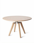 Ronde eetkamertafel van hout met een diameter van 90 cm en hoogte van 75 cm