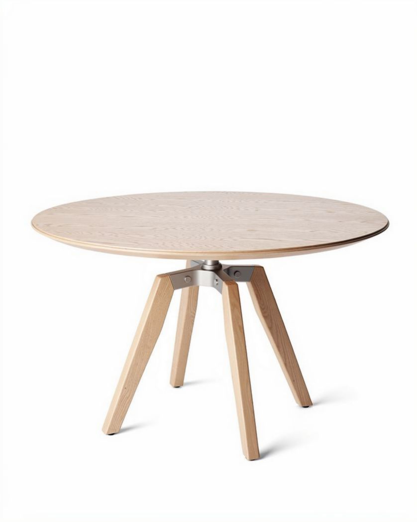 Ronde eetkamertafel van hout met een diameter van 90 cm en hoogte van 75 cm