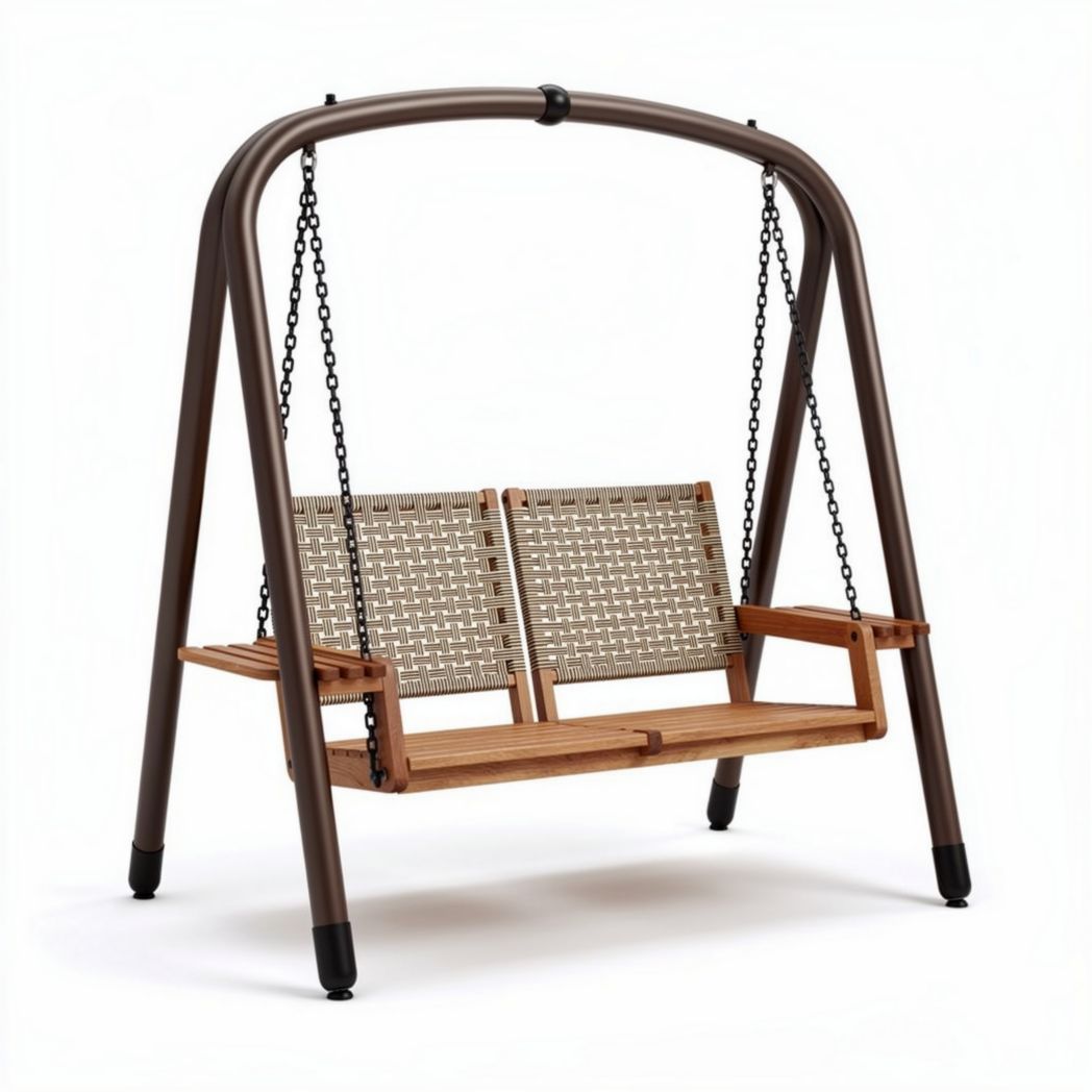 schommelbank voor twee personen van hout en kunststof 150 x 120 x 180cm