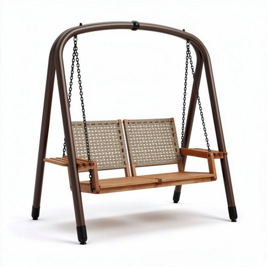 schommelbank voor twee personen van hout en kunststof 150 x 120 x 180cm