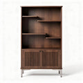 Houtkleurige boekenkast met open planken en deur 180 x 80 x 40cm