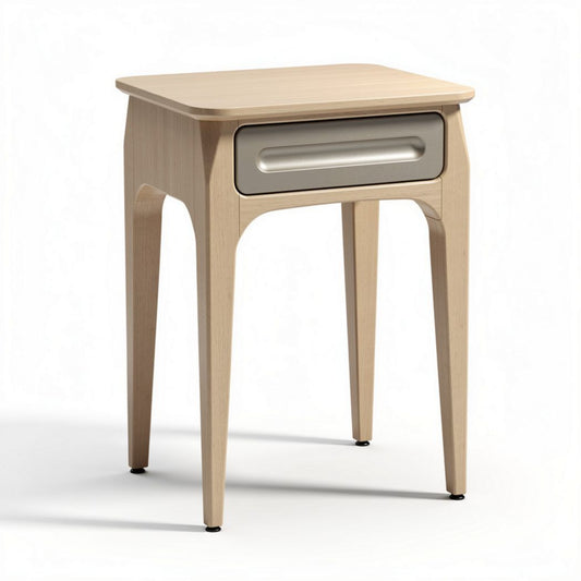Houten nachttafel met lade verfcodering lichtbeige 40 x 40 x 45cm