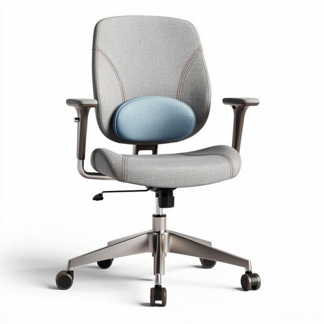 Ergonomische bureaustoel met grijs stoffen bekleding en verstelbare rugleuning