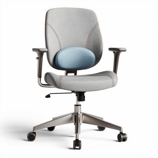 Ergonomische bureaustoel met grijs stoffen bekleding en verstelbare rugleuning