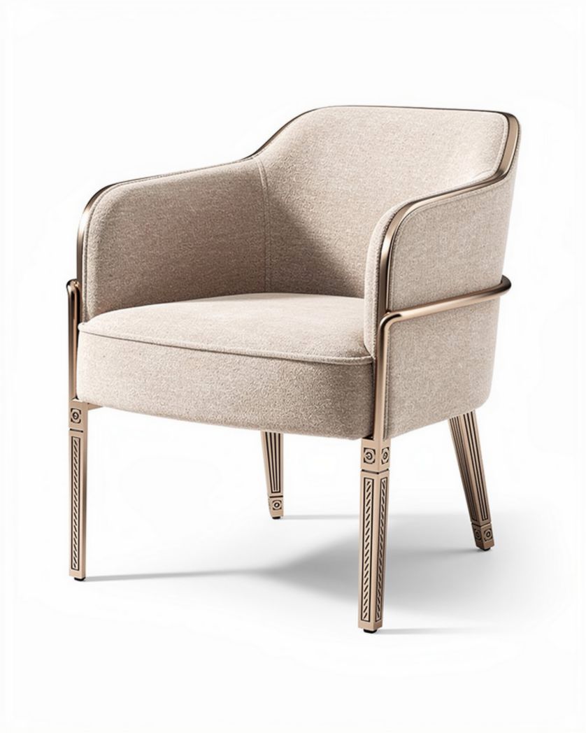 Eetkamerstoel met beige stof en metalen poten 70 x 70 x 80cm