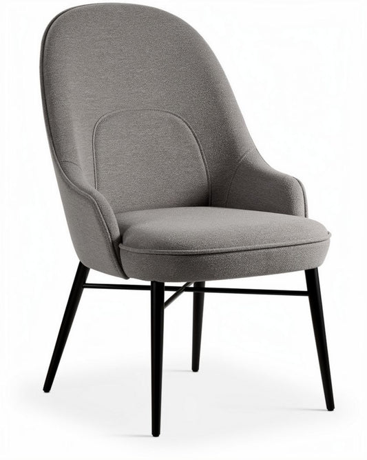 Grijze eetkamerstoel met stoffen bekleding en metalen poten 85 x 65 x 90cm